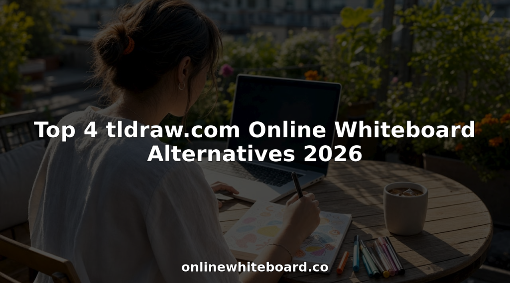 Person using digital tablet for online whiteboard collaboration
