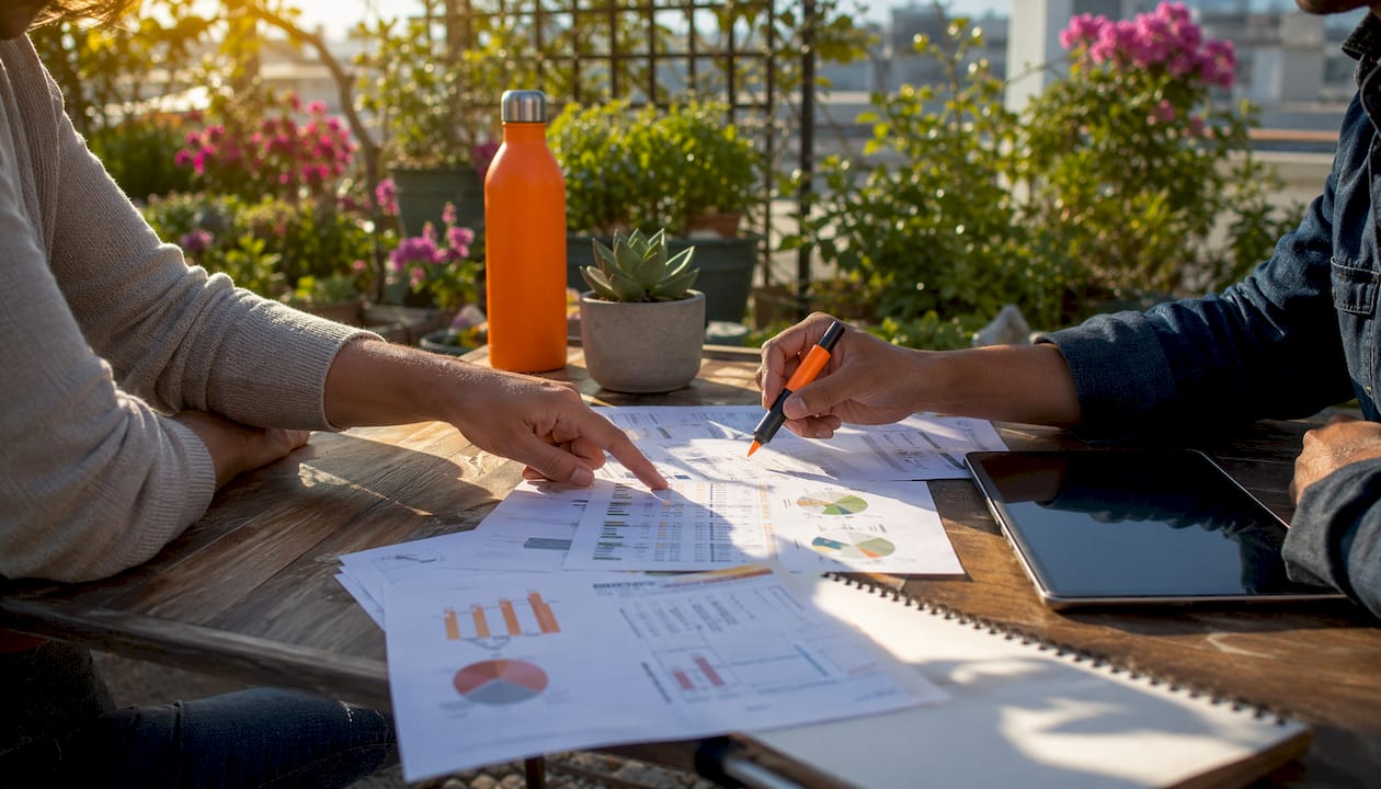 Hands comparing collaboration tool features and pricing