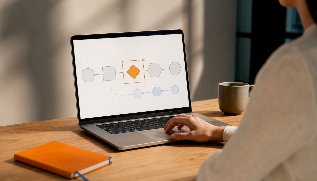 Step-by-step process map presentation path