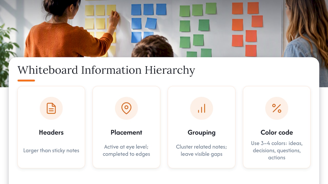 Whiteboard information hierarchy layout
